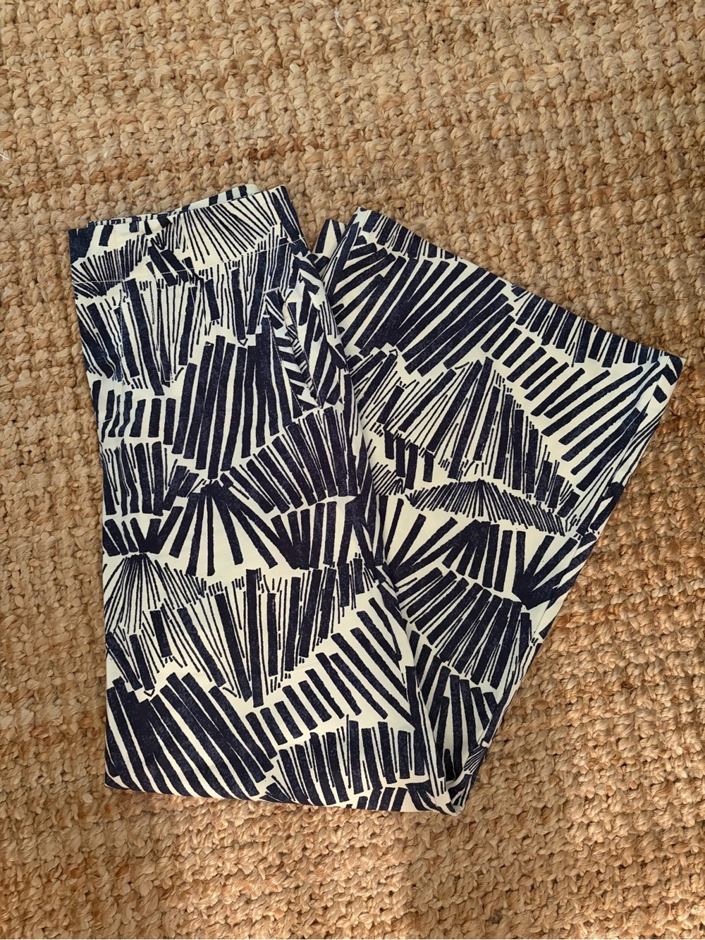 Anthropologie Navy & White Geometric Print Pants